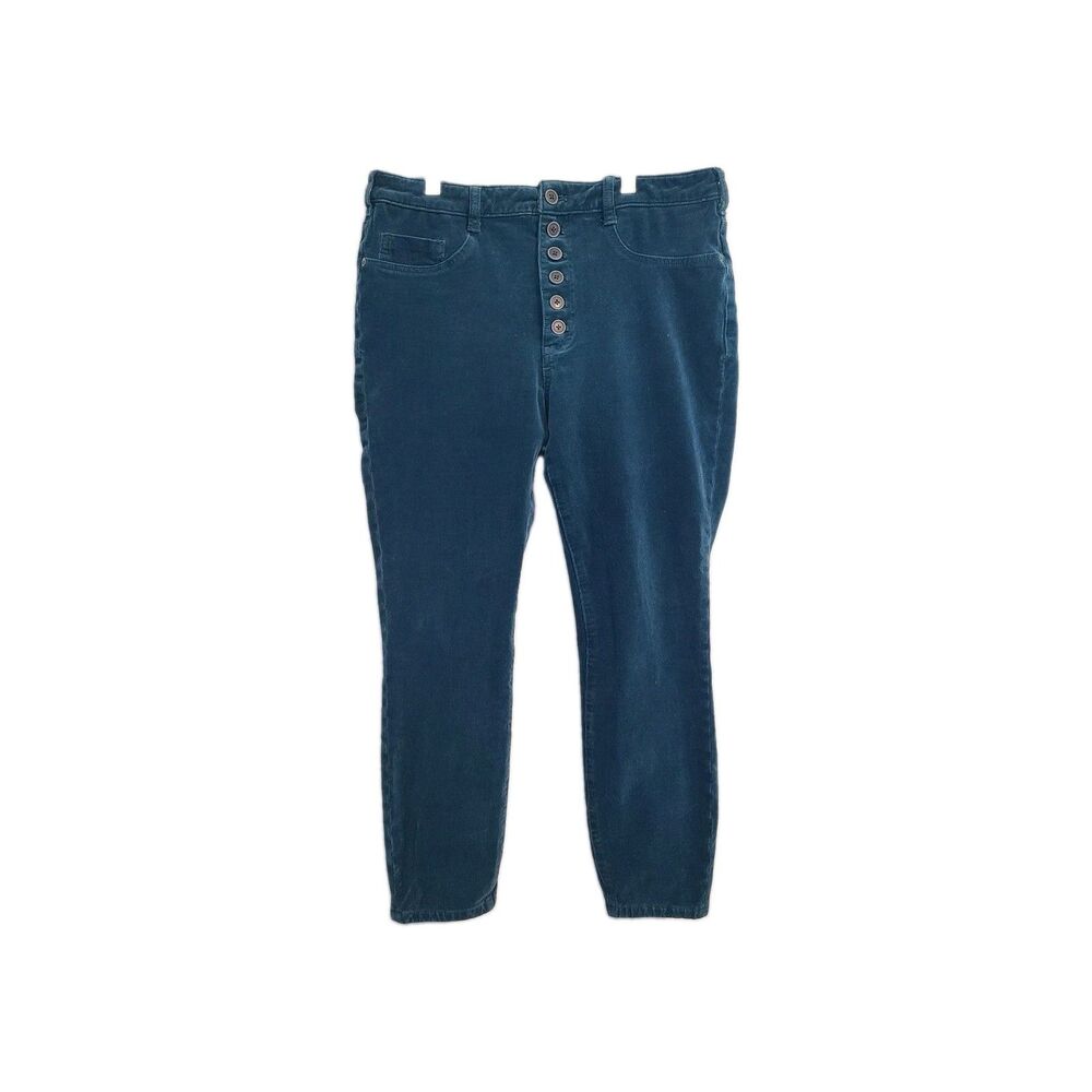 Anthropologie Pilcro Sz 32 Teal Blue Corduroy Pants High Rise Button Fly Retro